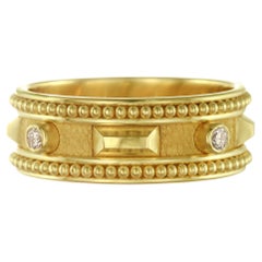 Gold Band Ring with Diamonds