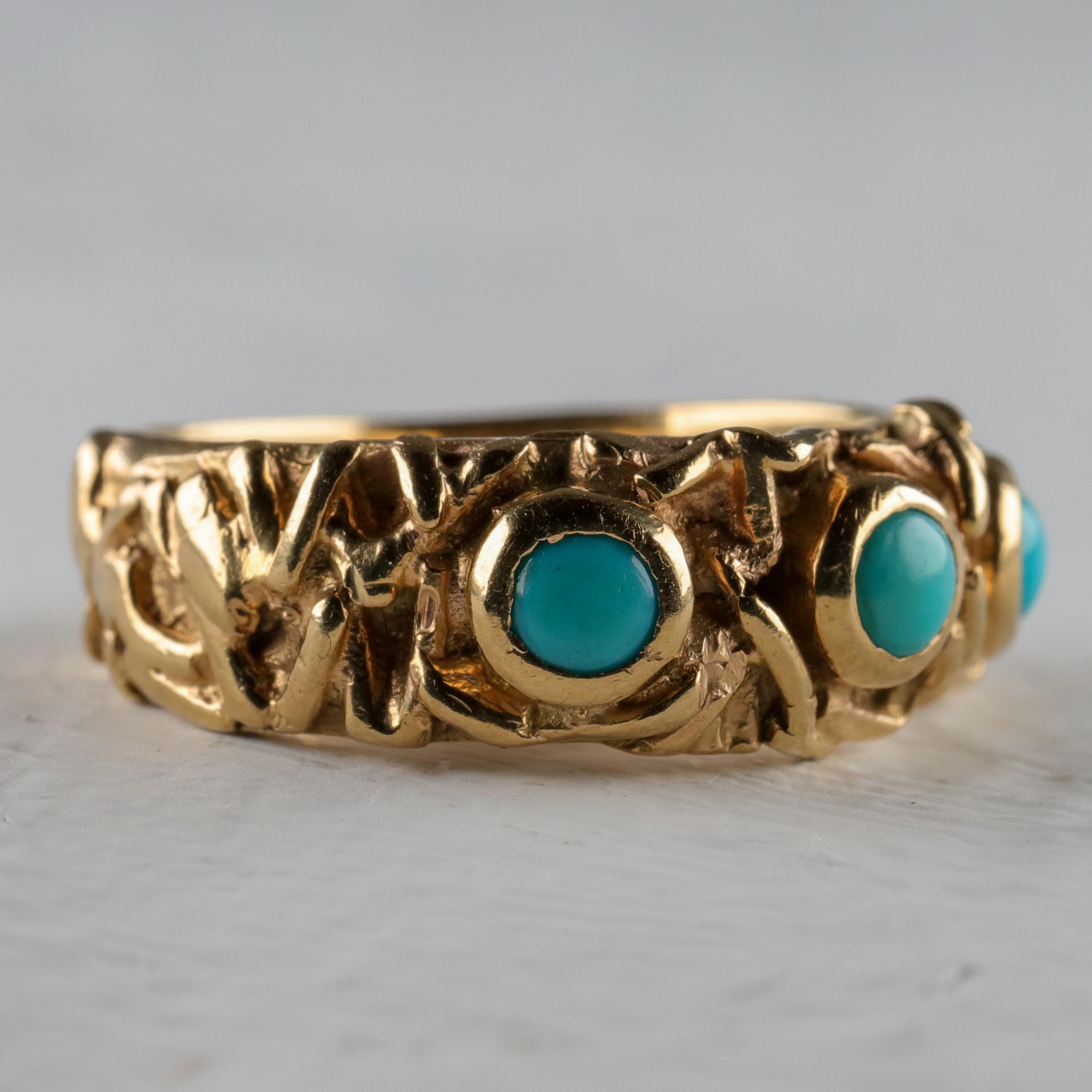 Artisan Gold Band with Persian Turquoise