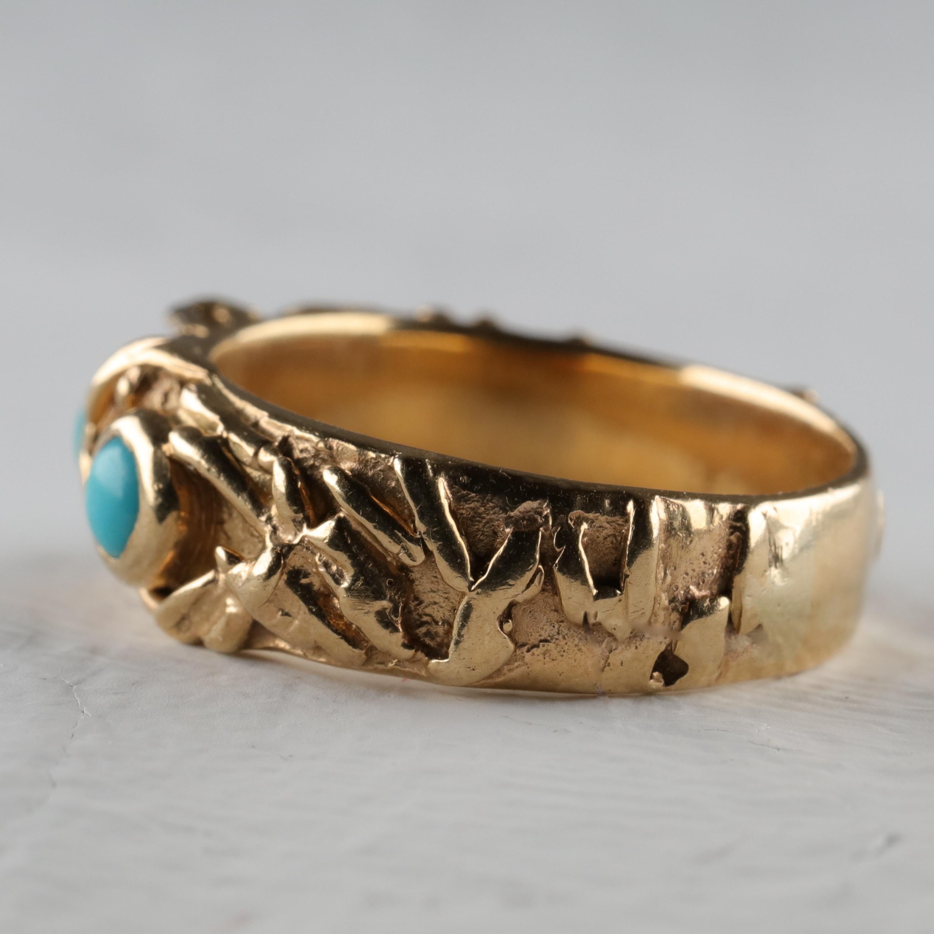 Women's or Men's Gold Band with Persian Turquoise