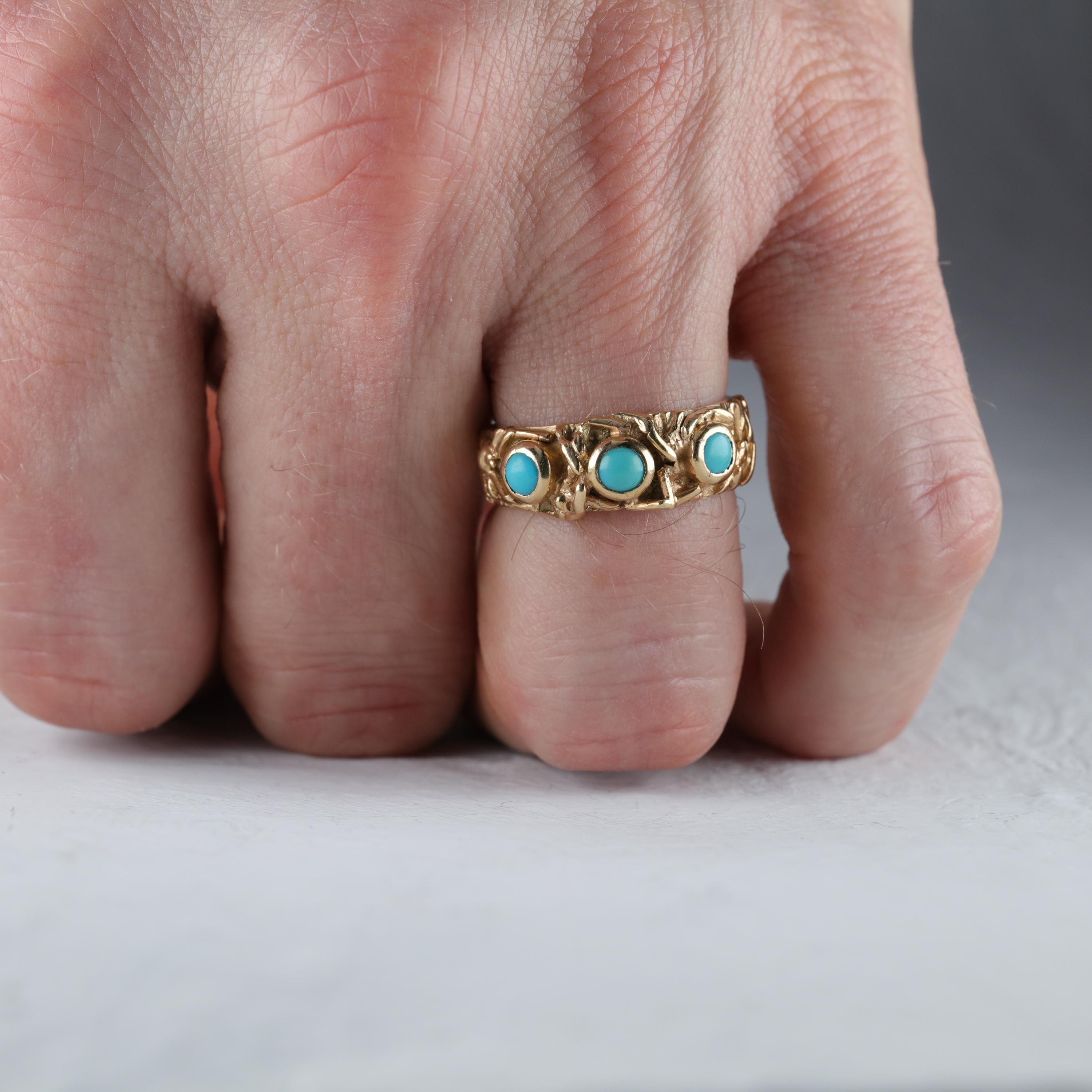 Gold Band with Persian Turquoise 2