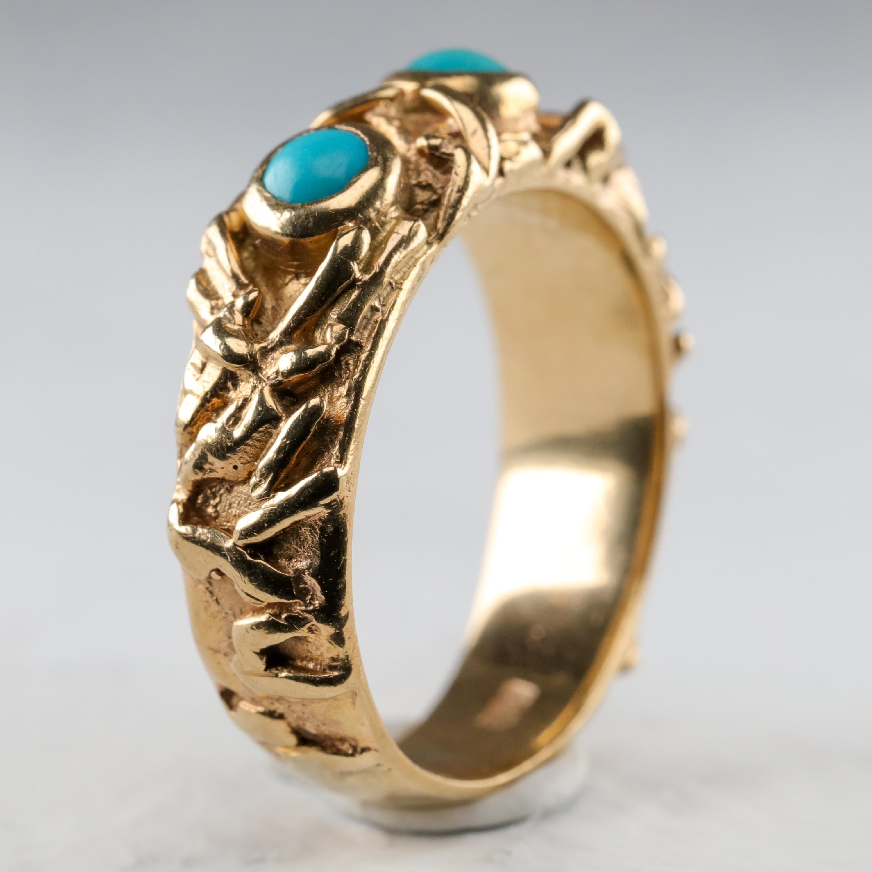 Gold Band with Persian Turquoise 3