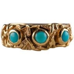 Vintage Gold Band with Persian Turquoise