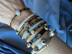 Gold Bangle Black Enamel Moonstone Diamond