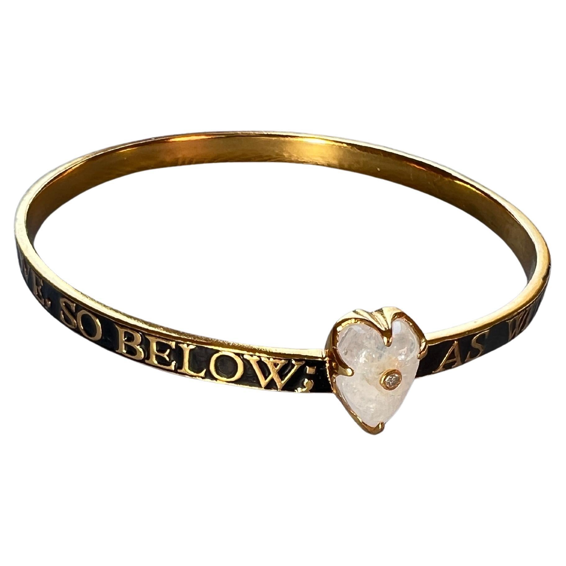 Victorien Bracelet en or émail noir pierre de lune diamant en vente