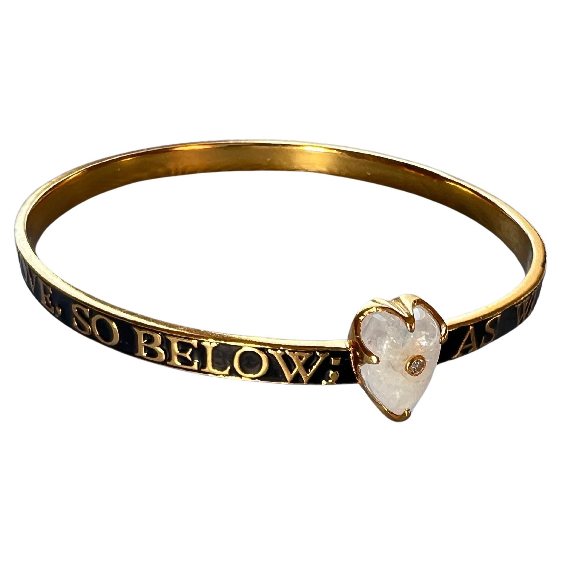 Taille brillant Bracelet en or émail noir pierre de lune diamant en vente