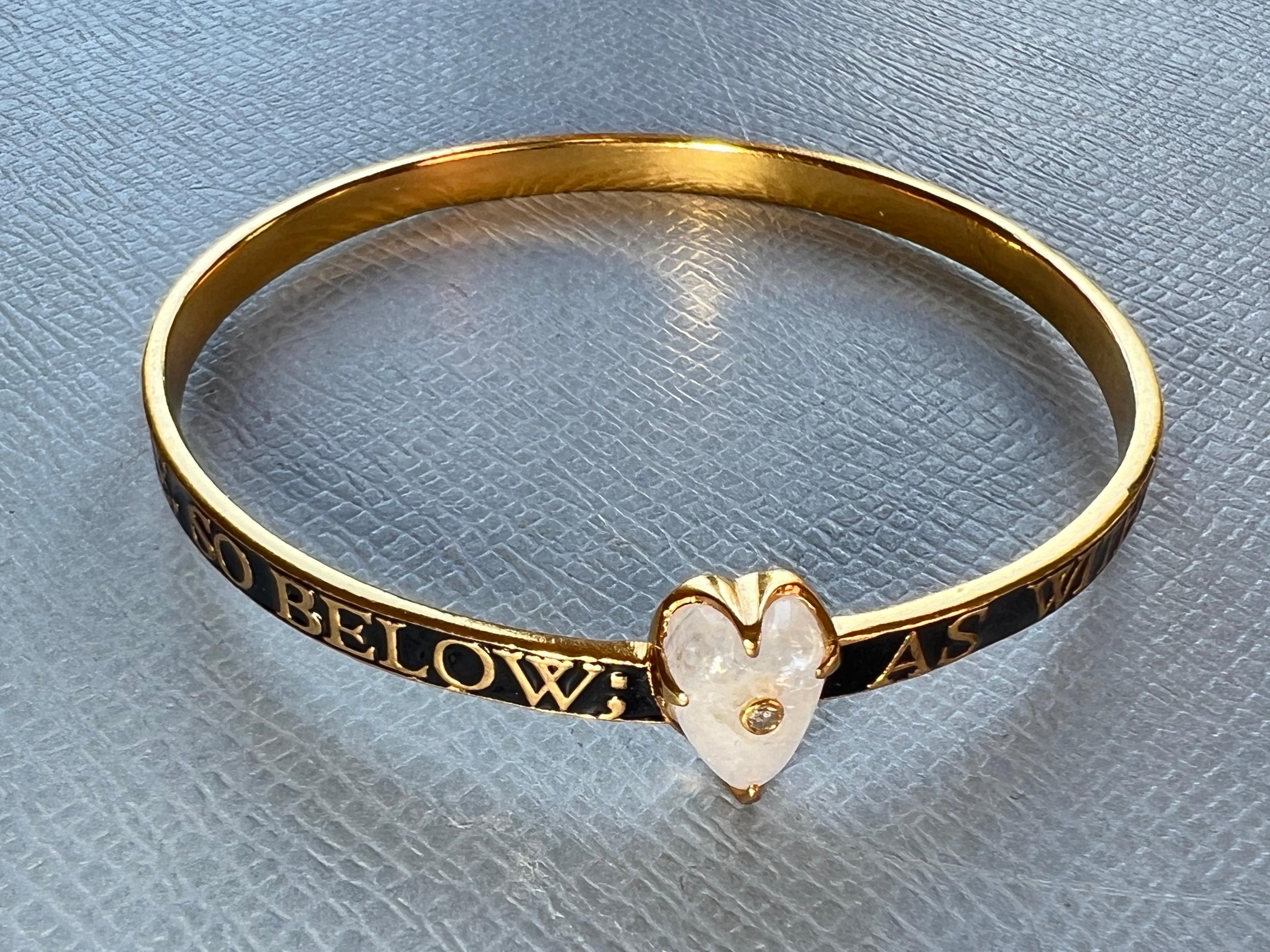 Bracelet en or émail noir pierre de lune diamant Neuf - En vente à Los Angeles, CA