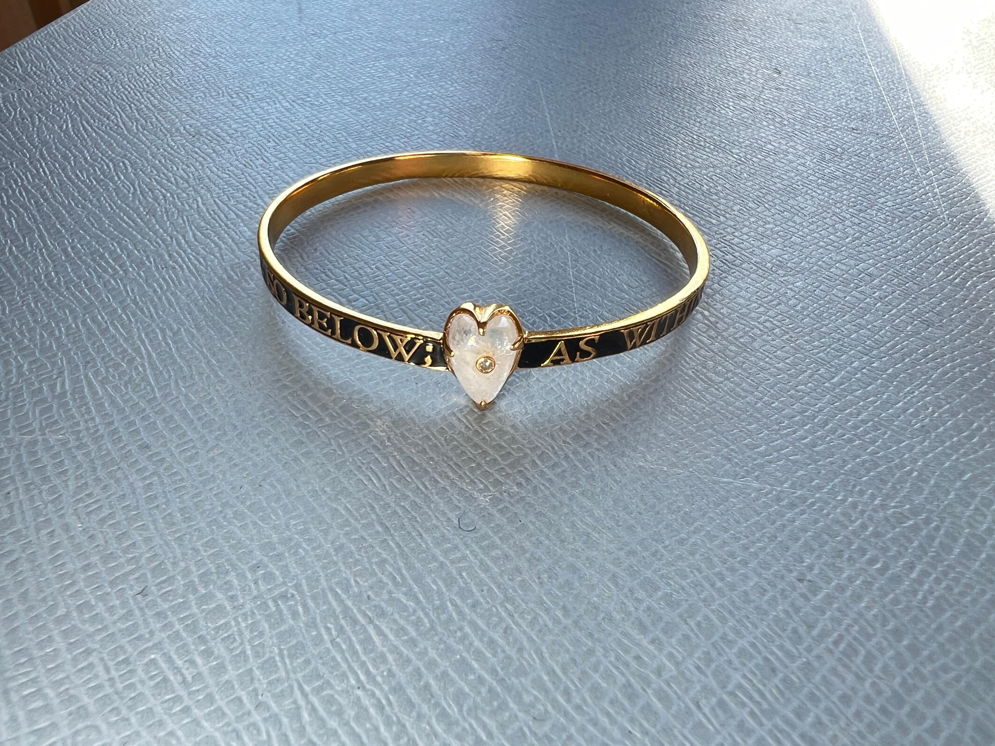 Bracelet en or émail noir pierre de lune diamant Pour femmes en vente