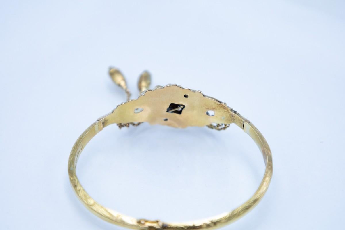 Bracelet jonc en or avec une bourse et un e-mail, Suède, 1849 Bon état - En vente à Chorzów, PL