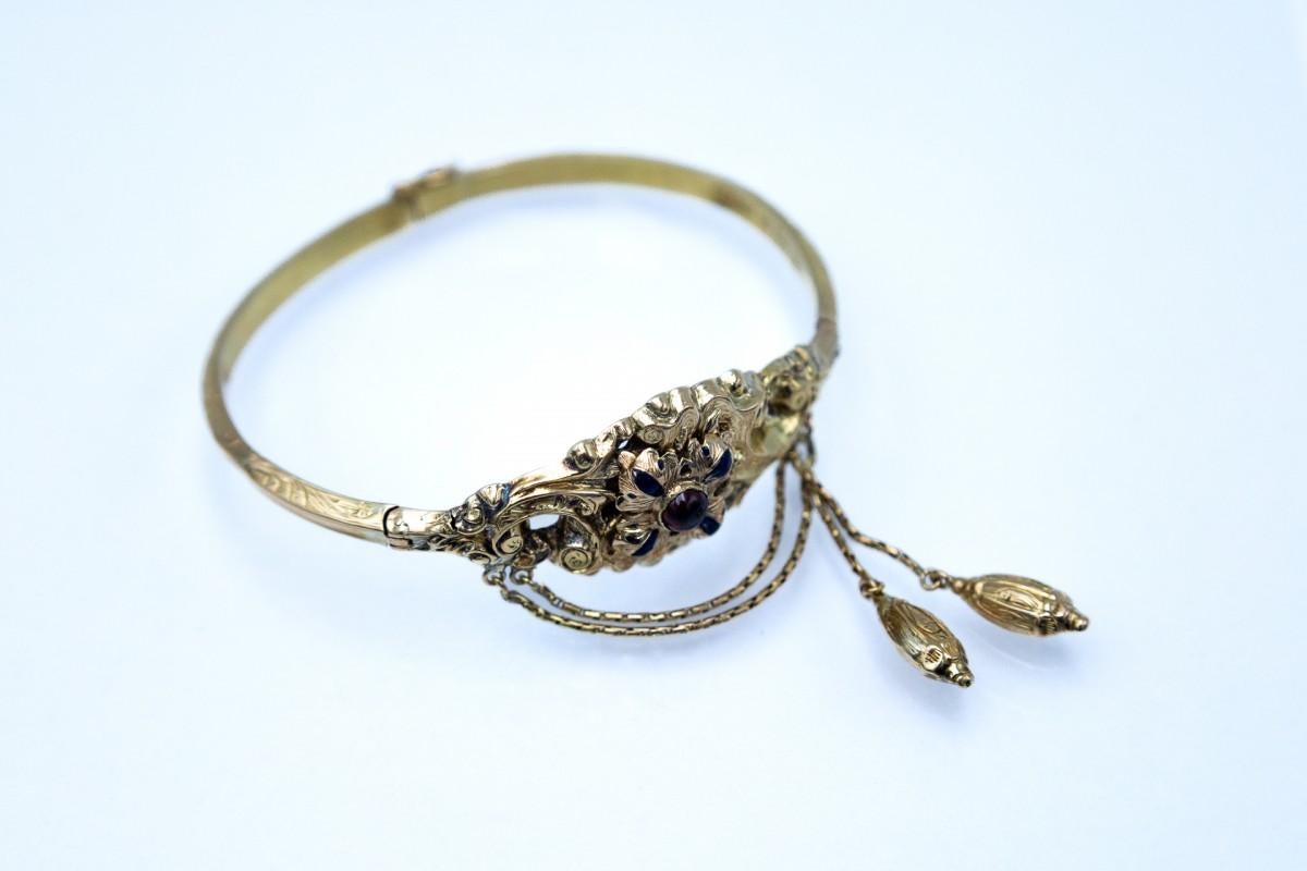 Bracelet jonc en or avec une bourse et un e-mail, Suède, 1849 en vente 1