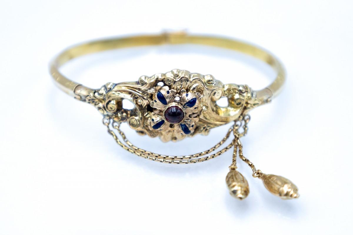 Bracelet jonc en or avec une bourse et un e-mail, Suède, 1849 en vente