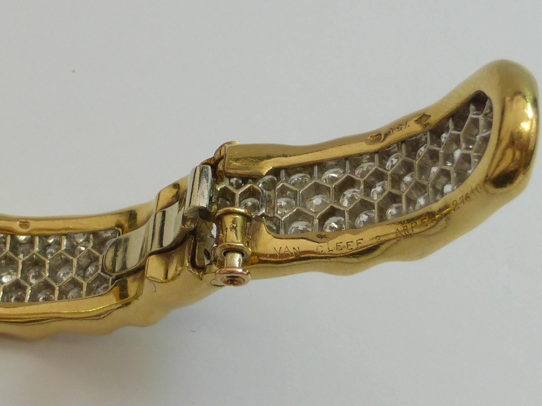 Van Cleef & Arpels Gold Bangle Bracelet with Diamonds  1