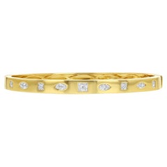 Bracelet jonc en or avec diamants de formes multiples