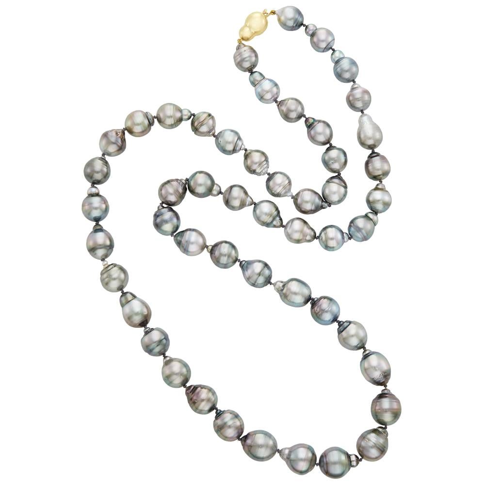Gold Baroque Tahitian Pearl Necklace For Sale