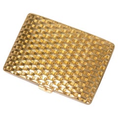 Gold Basketweave Pattern Compact with Mirror and Powder Well, 1950s