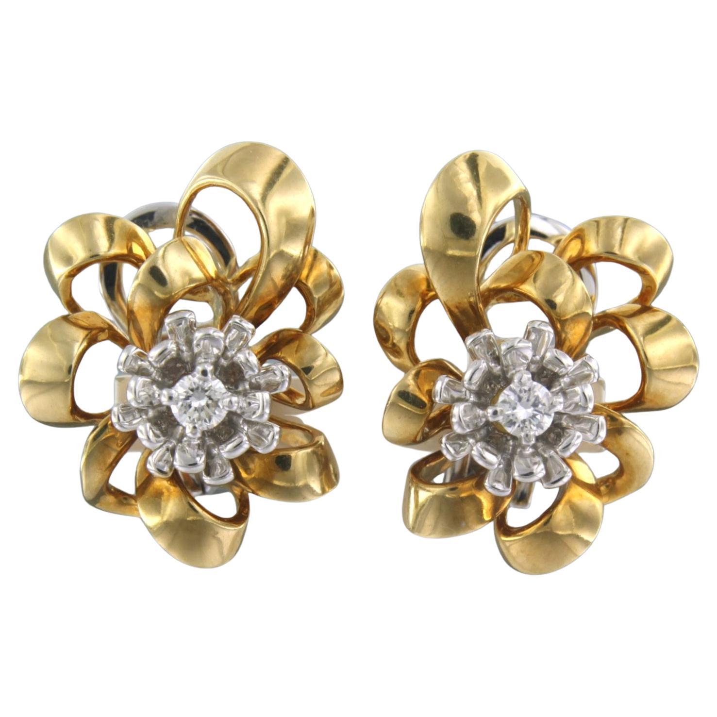 GOLD BAUER - Earrings set with diamonds 18k bicolour gold For Sale