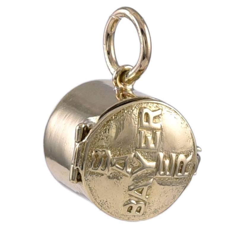 Gold Bayer Aspirin Container Charm For Sale