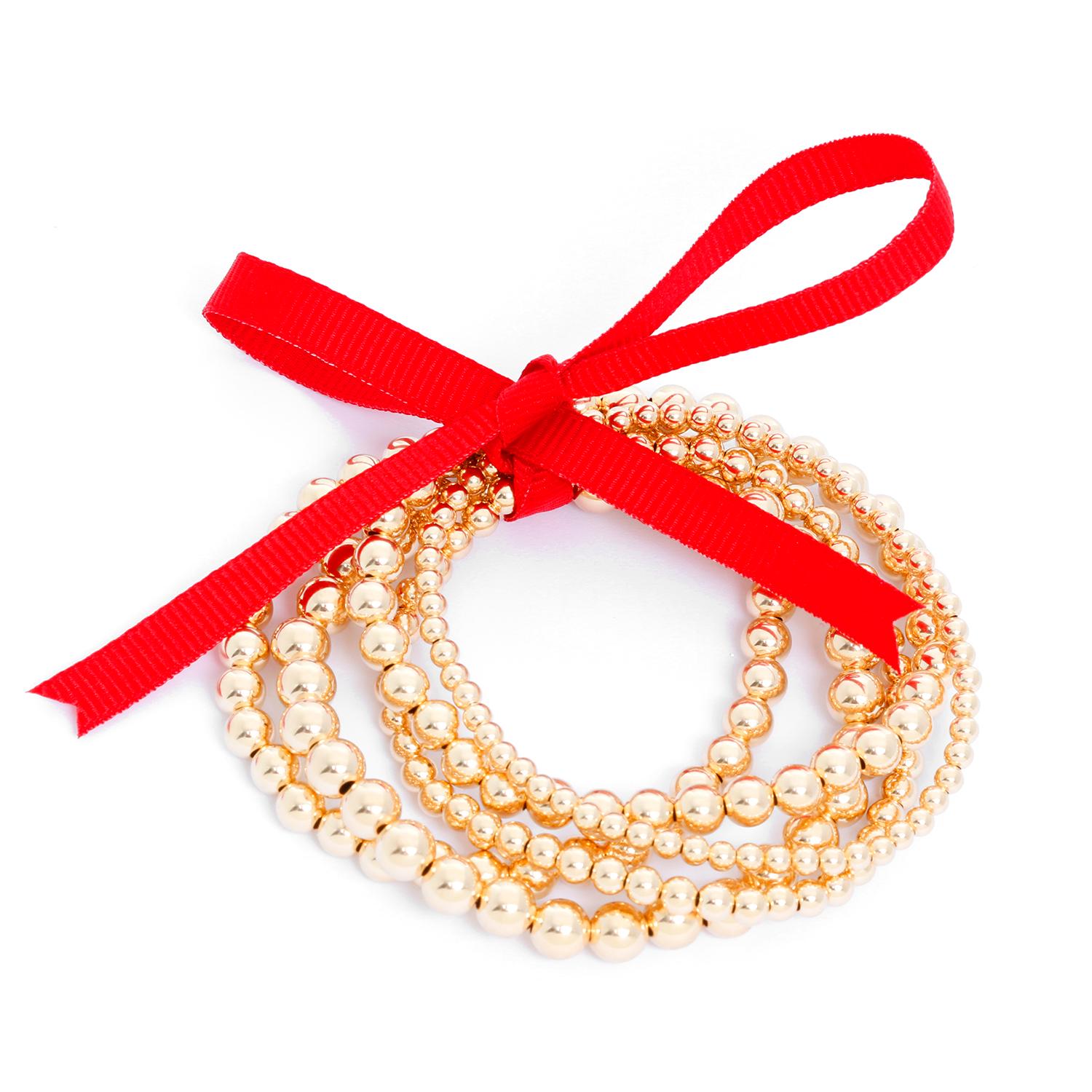 Women's Gold Bead Ball Stretch Bracelets