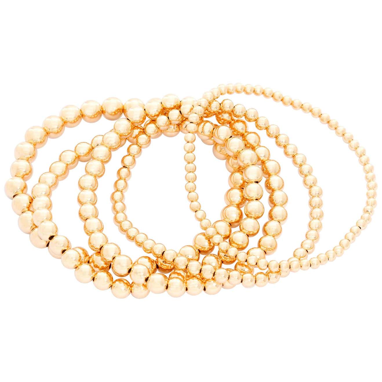 Luxury 14kt Gold Plated Round Copper Bead Bracelet 4mm 5mm 6mm 8mm Boho Bangles Luxury 14kt Gold Plated Round Copper Bead Bracelet 4mm 5mm 6mm 8mm Boho Bangles