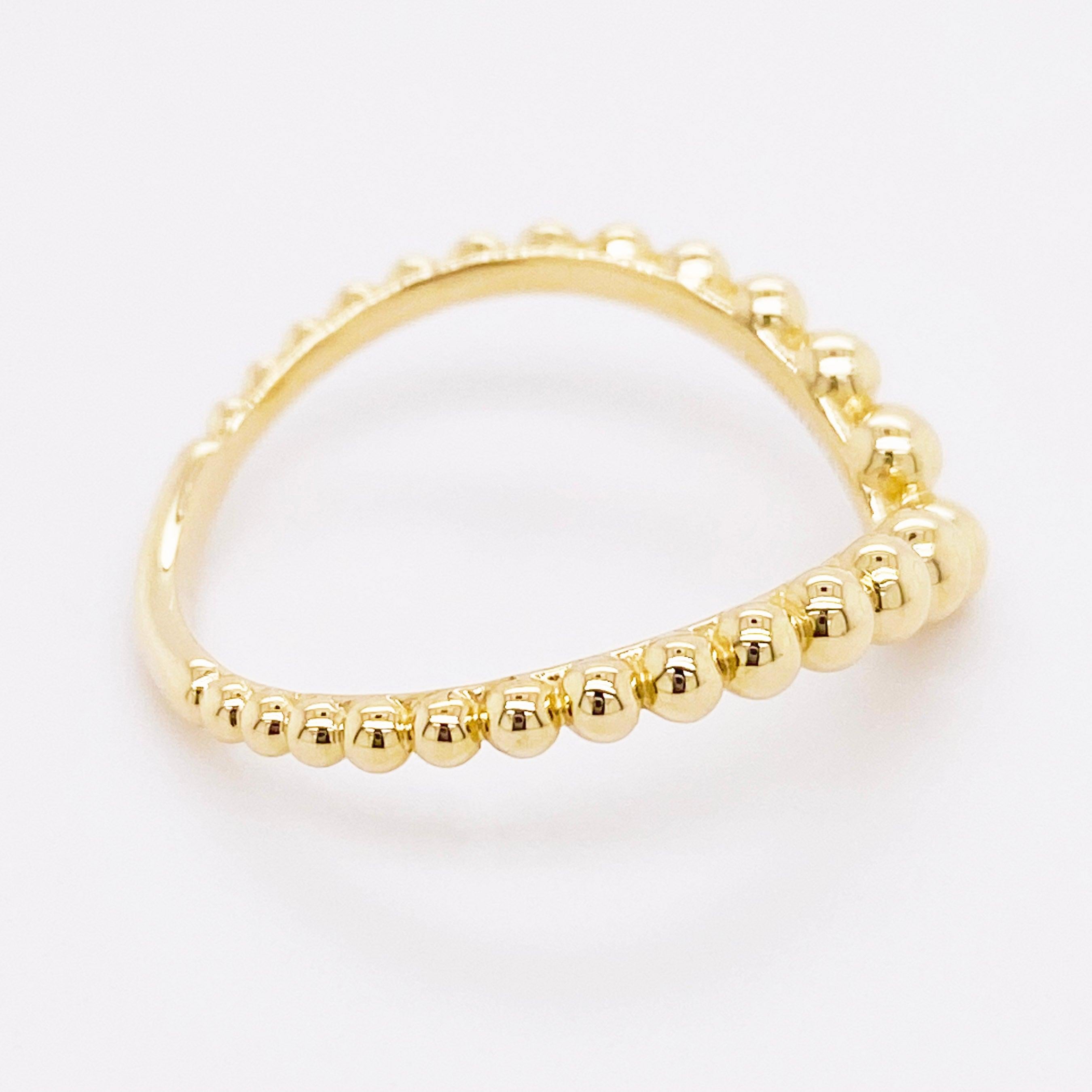 For Sale:  Gold Bead V Band Curved Bead Ring 14 Karat Gold Bead Chevron V Band LR51800Y4JJJ 4