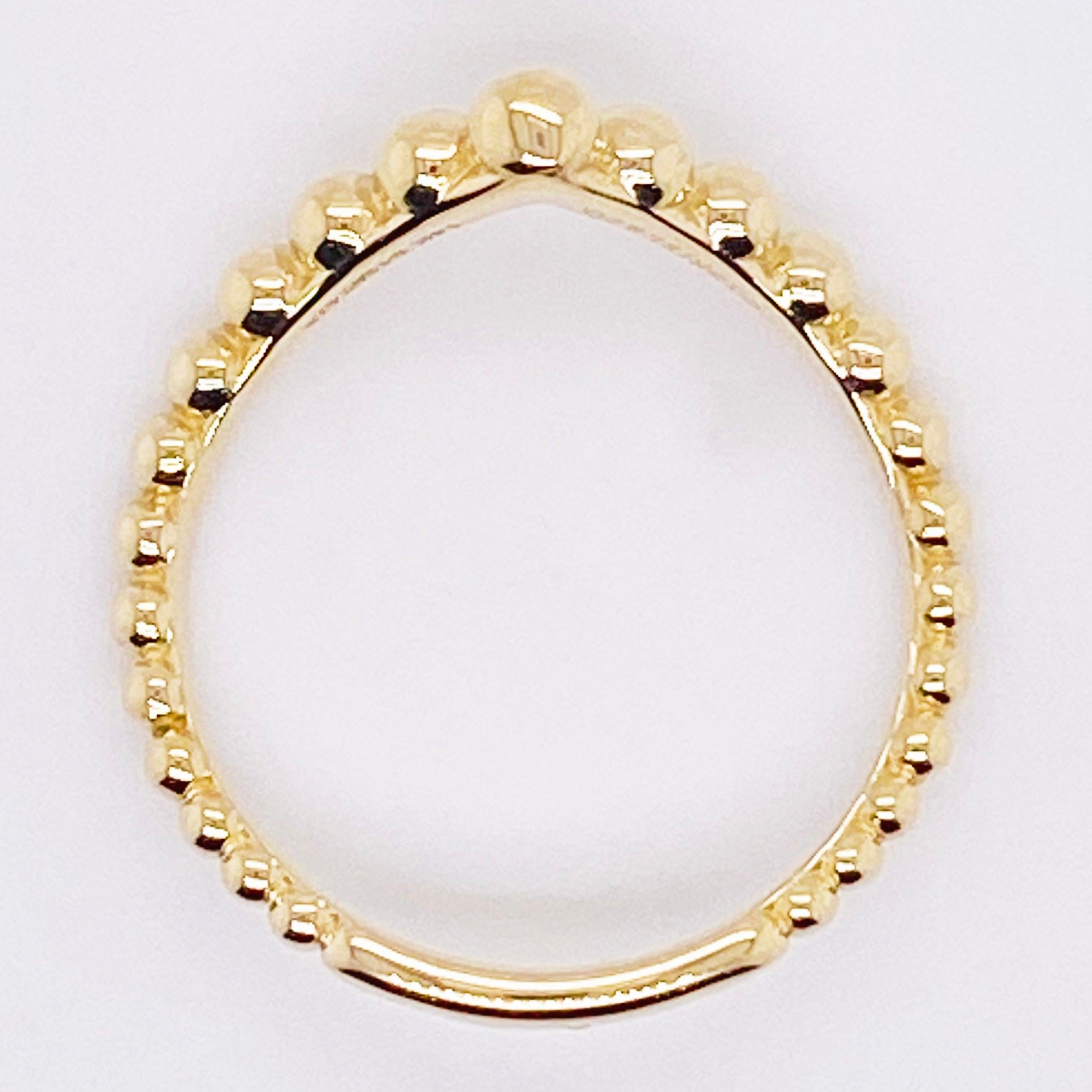 For Sale:  Gold Bead V Band Curved Bead Ring 14 Karat Gold Bead Chevron V Band LR51800Y4JJJ 5