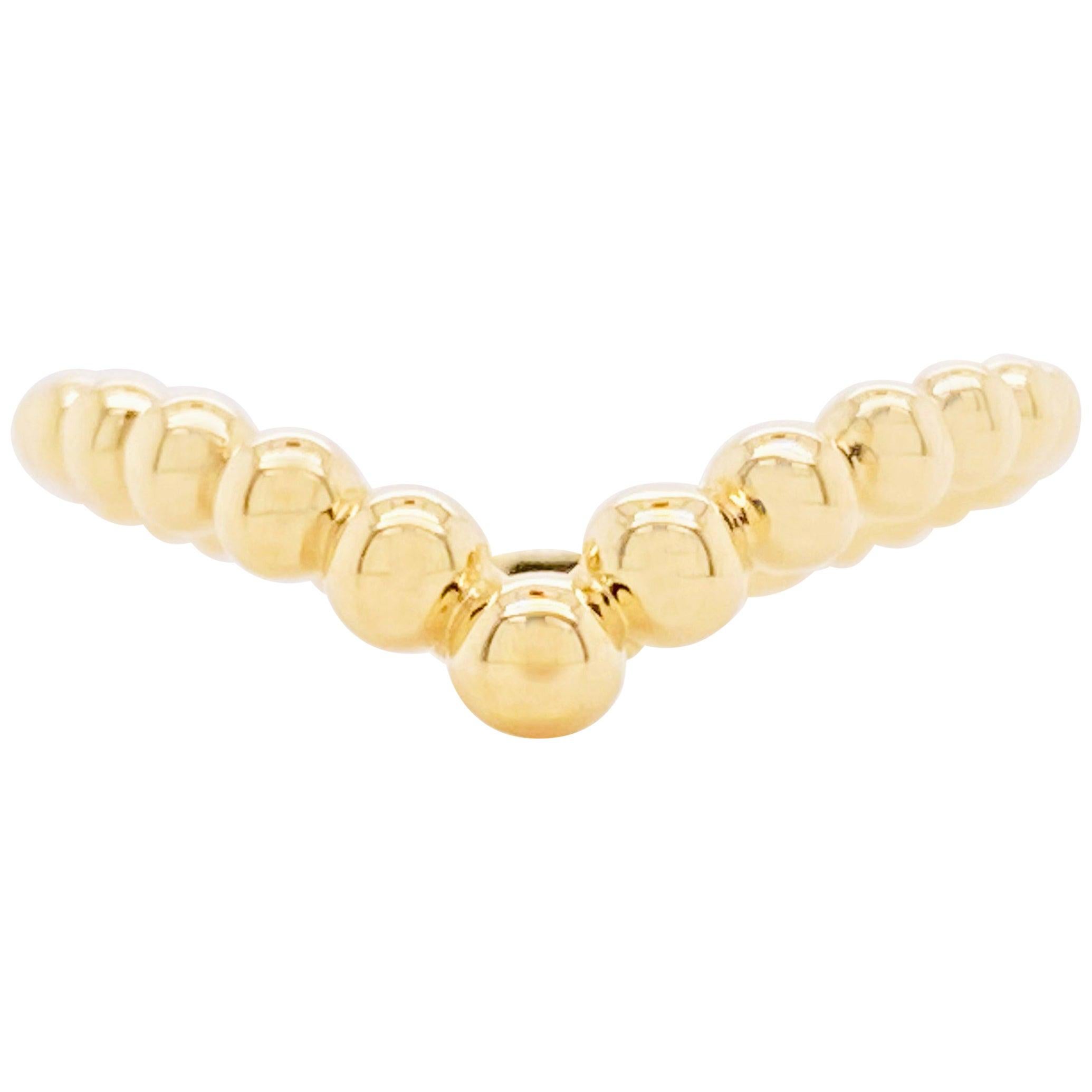 For Sale:  Gold Bead V Band Curved Bead Ring 14 Karat Gold Bead Chevron V Band LR51800Y4JJJ