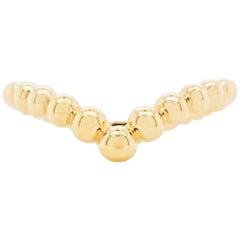 Gold Bead V Band Curved Bead Ring 14 Karat Gold Bead Chevron V Band LR51800Y4JJJ