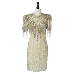 Gold beaded cocktail dress BLACK TIE by OLEG CASSINI
