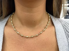 Gold Beaded Diamond Cut Finish Necklace 14 Karat Yellow Gold 13.2 Grams