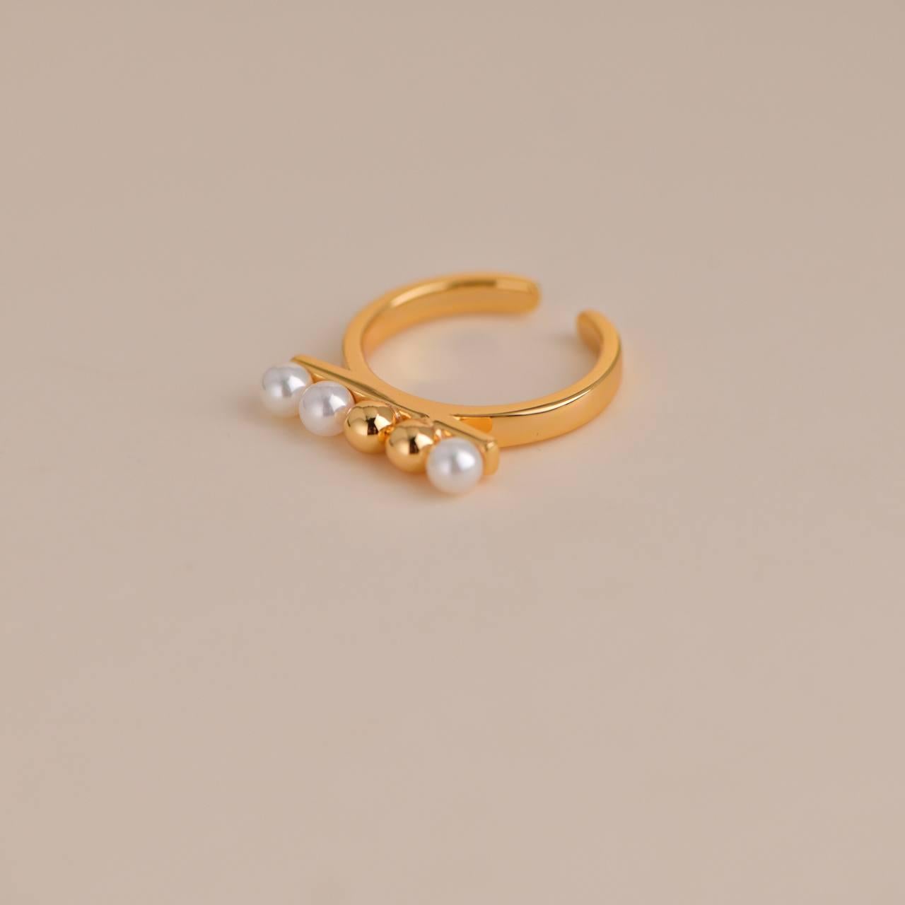 Gold Beaded Freshwater Pearl Open Ring For Sale 3
