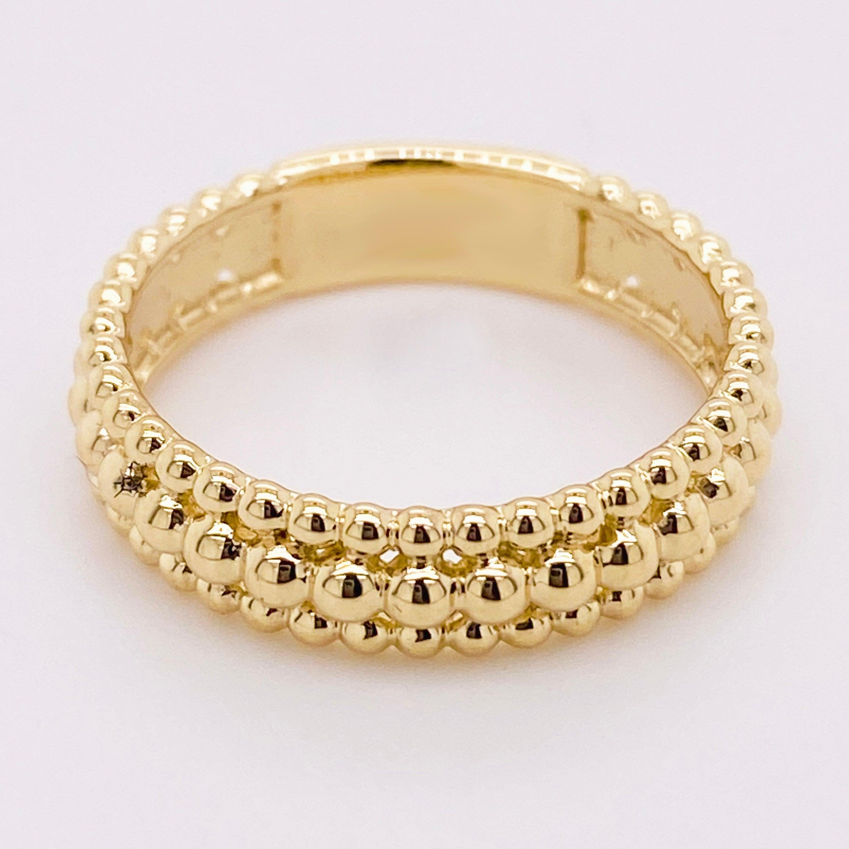 For Sale:  Gold Beaded Ring, 14 Karat Gold Three-Row Bead Band, Gabriel & Co LR51977Y4JJJ 3