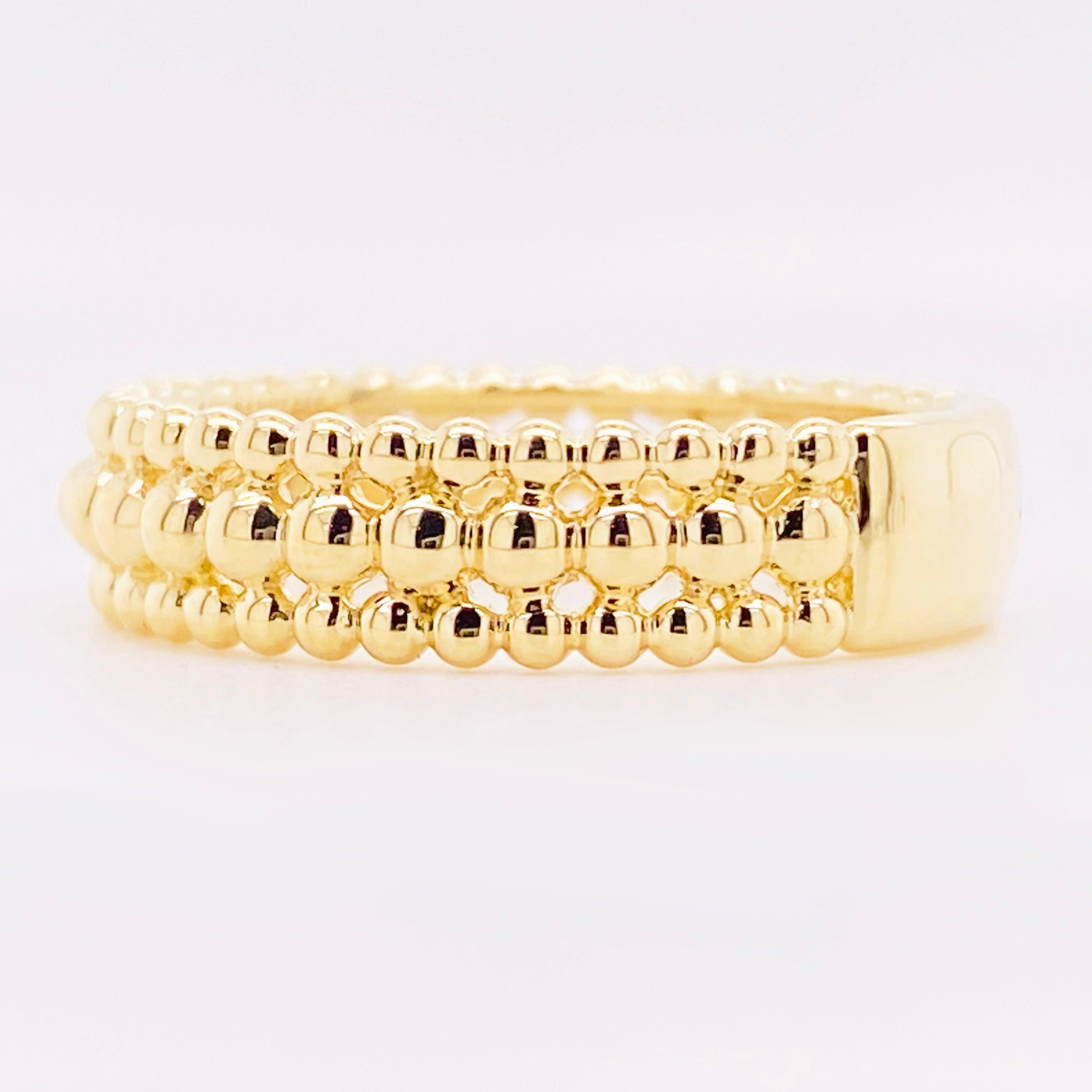 For Sale:  Gold Beaded Ring, 14 Karat Gold Three-Row Bead Band, Gabriel & Co LR51977Y4JJJ 4