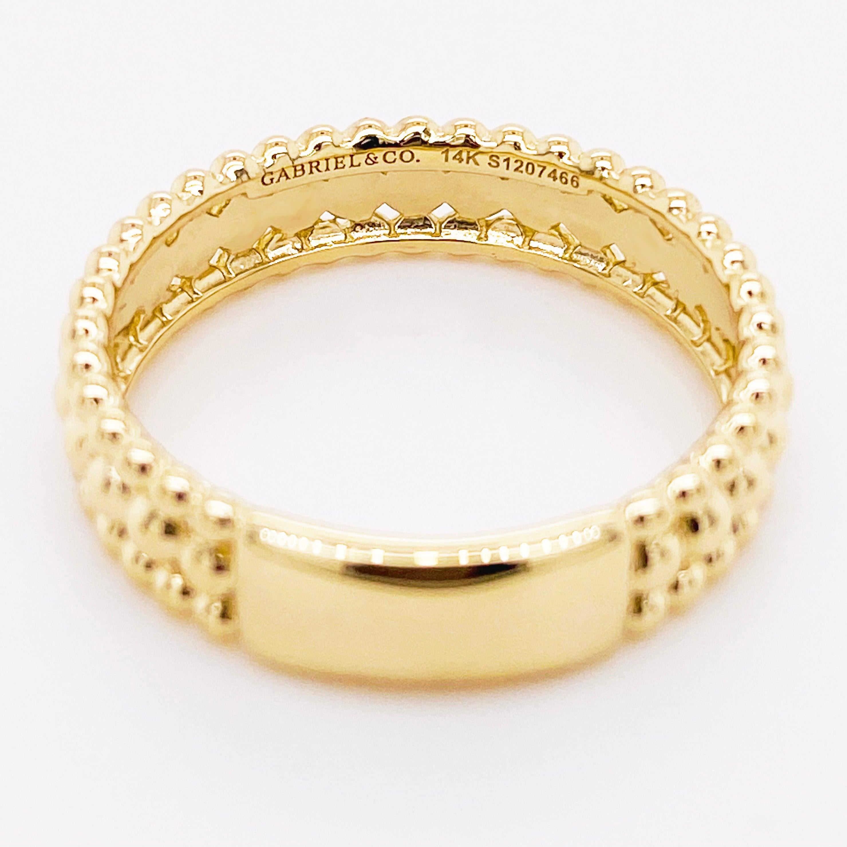 For Sale:  Gold Beaded Ring, 14 Karat Gold Three-Row Bead Band, Gabriel & Co LR51977Y4JJJ 5