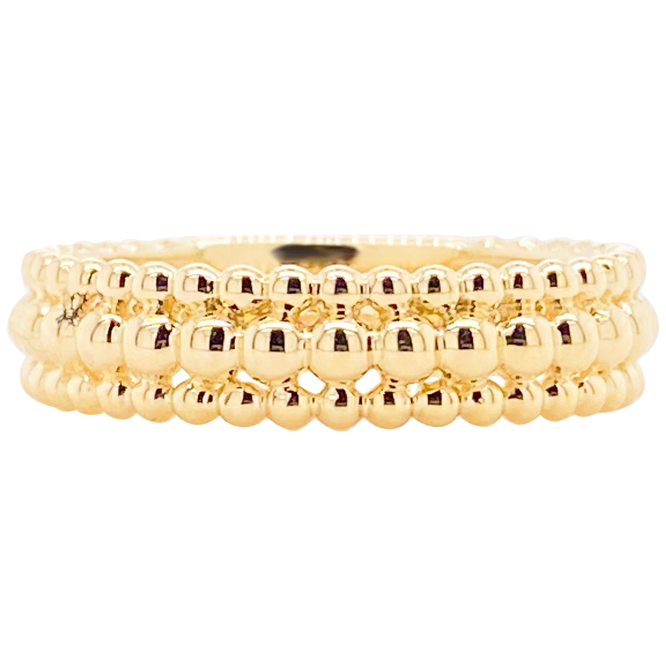 Gabriel & Co., bague en or perlé à trois rangées de perles en or 14 carats, LR51977Y4JJJ