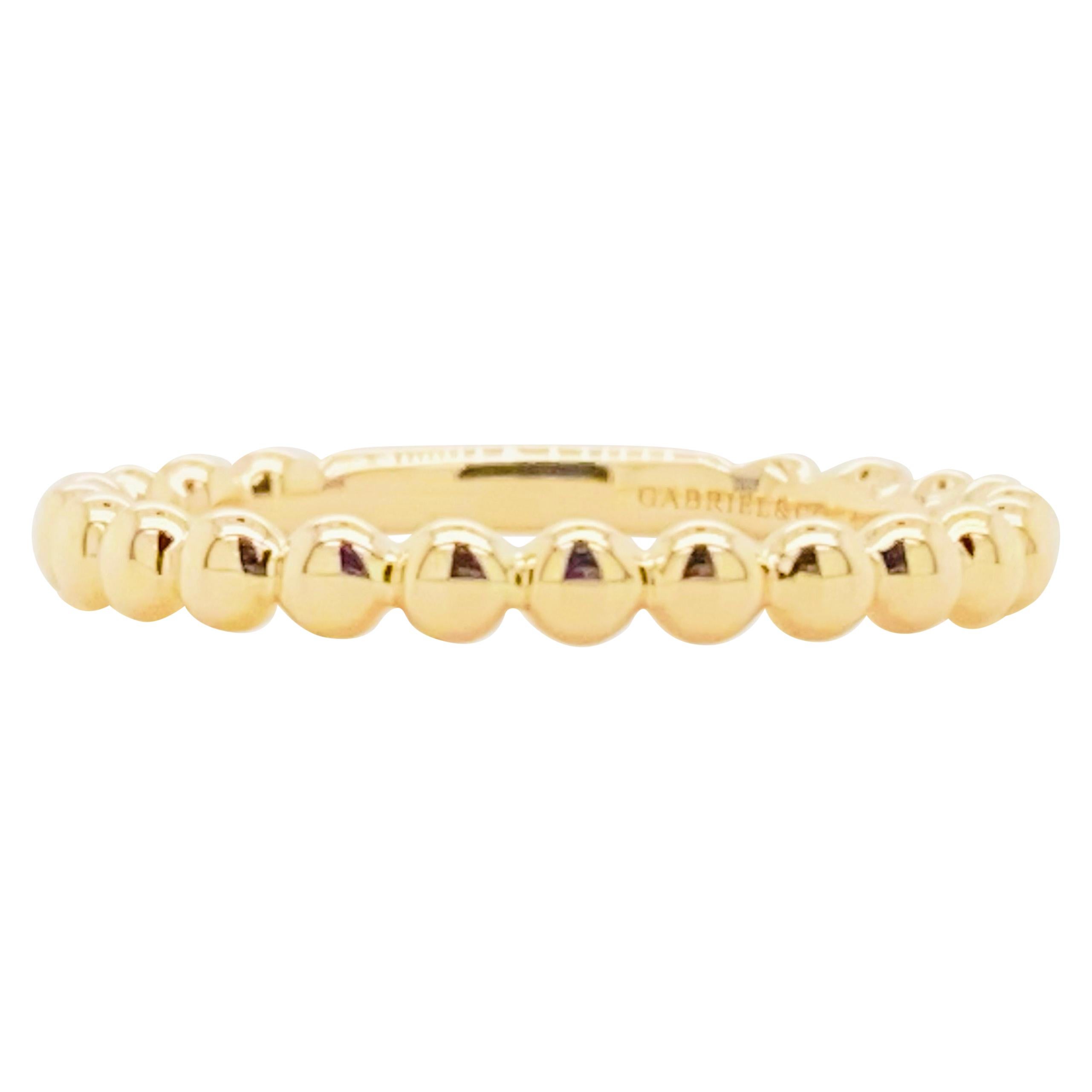 14 Karat Gelbgold Perlenring, 14 Karat Gelbgold Perlenstapelring