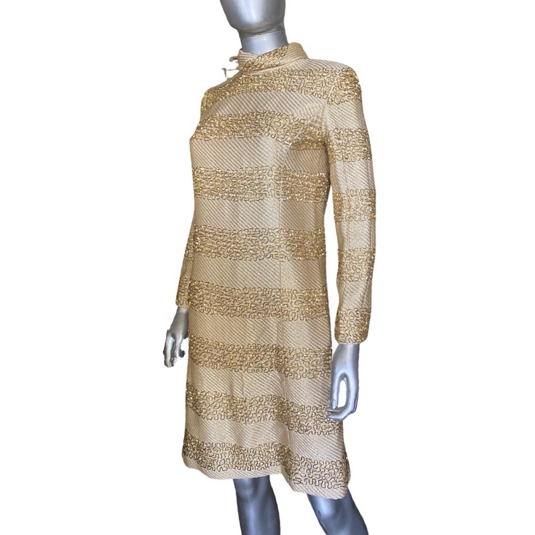 Gold Beaded Vintage 1960s Chemise Dress for Saks Fifth Avenue 5