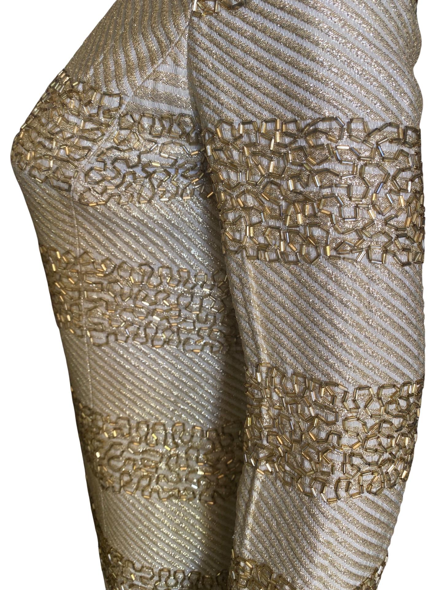 Robe chemisier vintage en perles dorées des années 1960 pour Saks Fifth Avenue 11