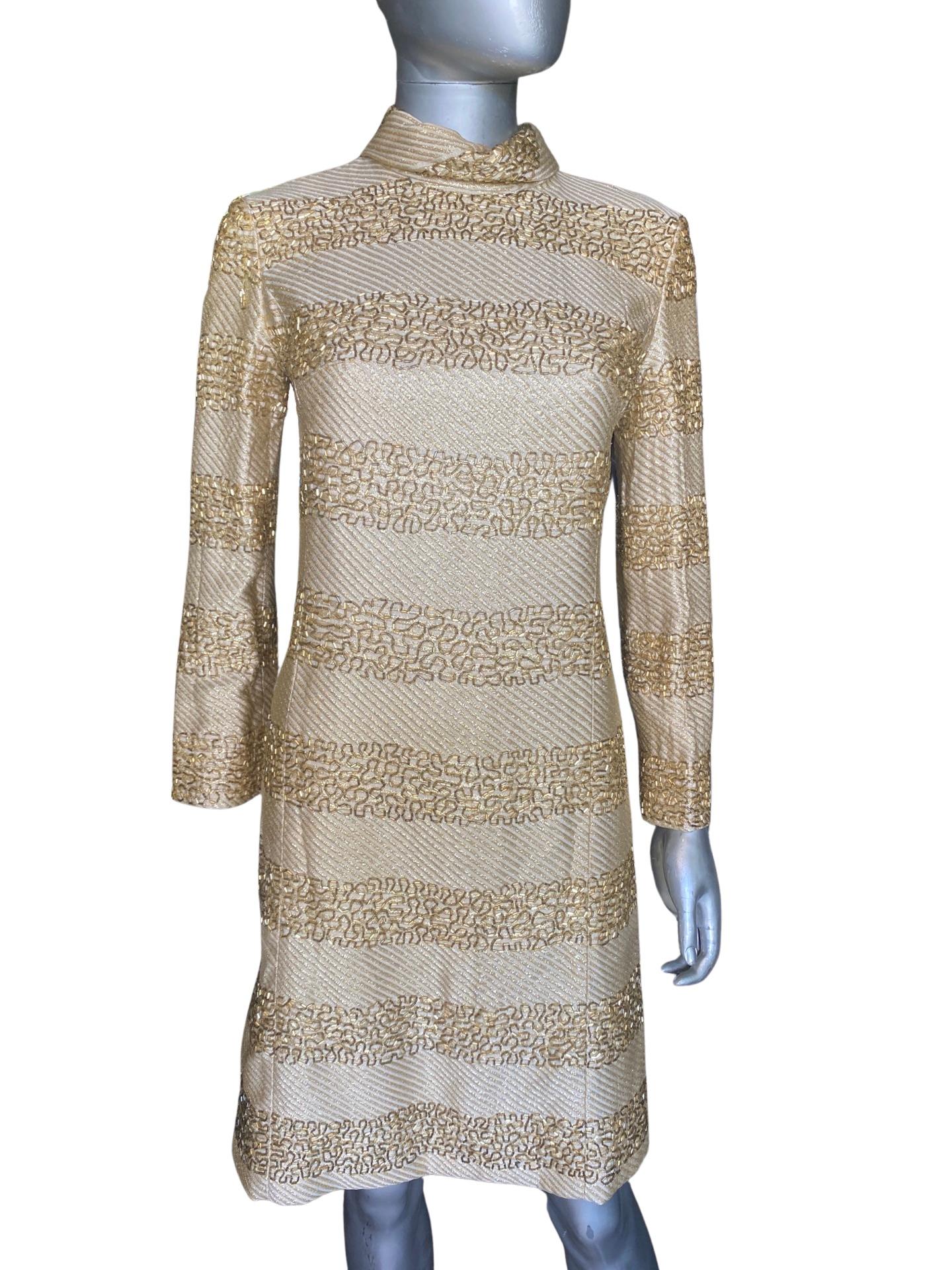  Robe chemisier vintage en perles dorées des années 1960 pour Saks Fifth Avenue Pour femmes 
