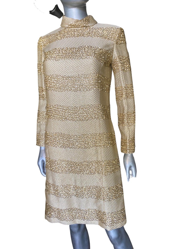 green emerald velvet dress 1960s Saks Fifth Avenue Blue & Gold Lame Psychedelic Swirl Cocktail Dress