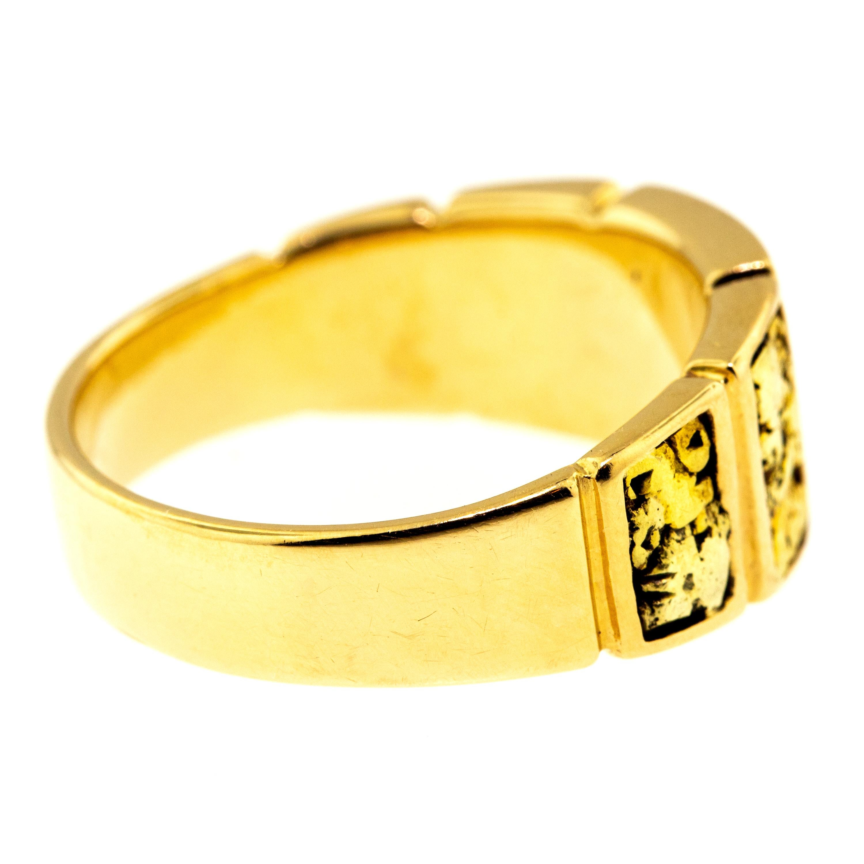 Gold Bearing Quartz and Gold Nugget 14 Karat Gold Men’s Ring CUSTOM SIZE, 8.75 1