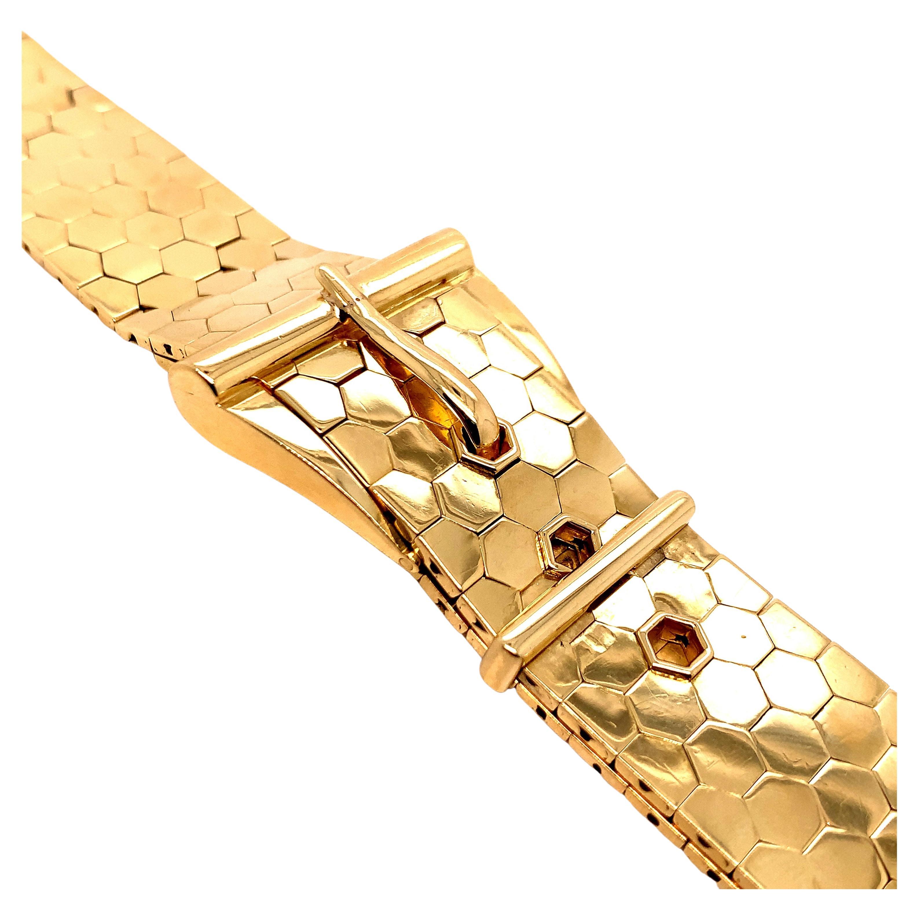 Gold Belt Buckle Wrist Watch For Sale