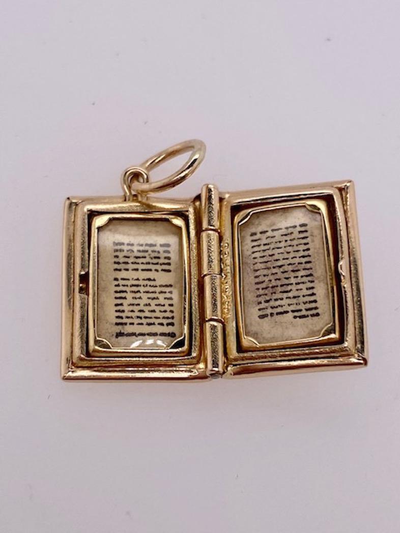 Gold Bible Charm with Star of David In Excellent Condition In New York, NY