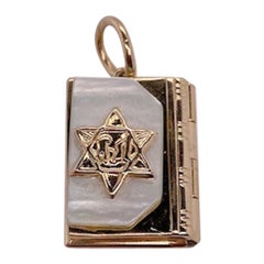 Vintage Gold Bible Charm with Star of David