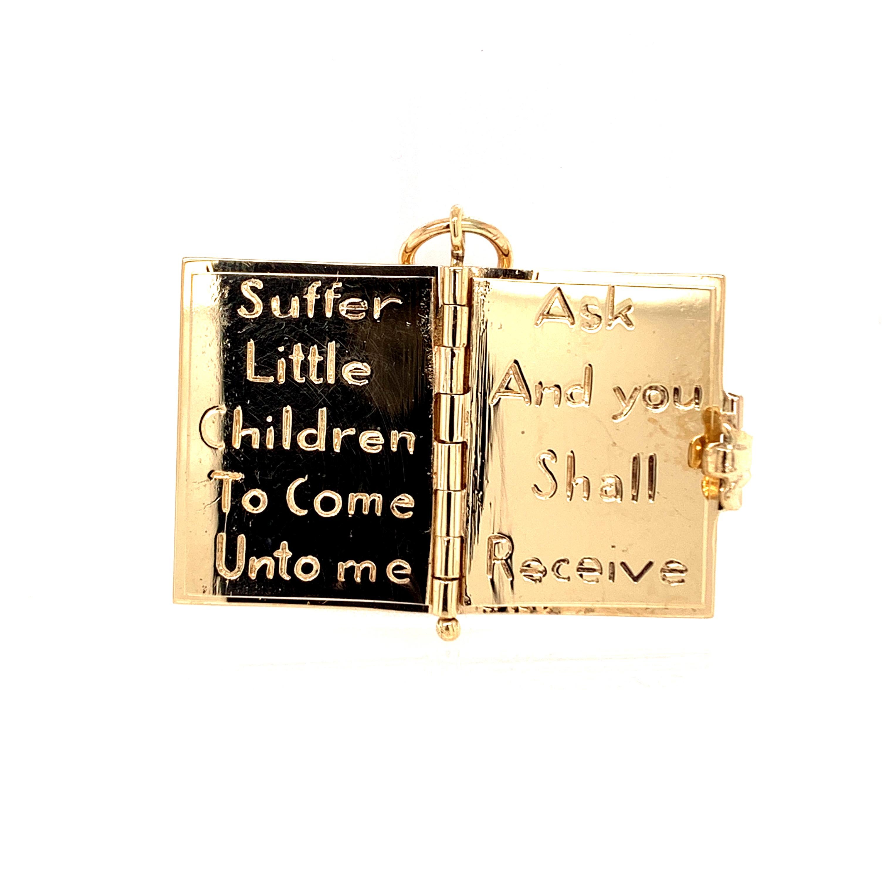Gold Bible Charm with Verses In Excellent Condition In New York, NY