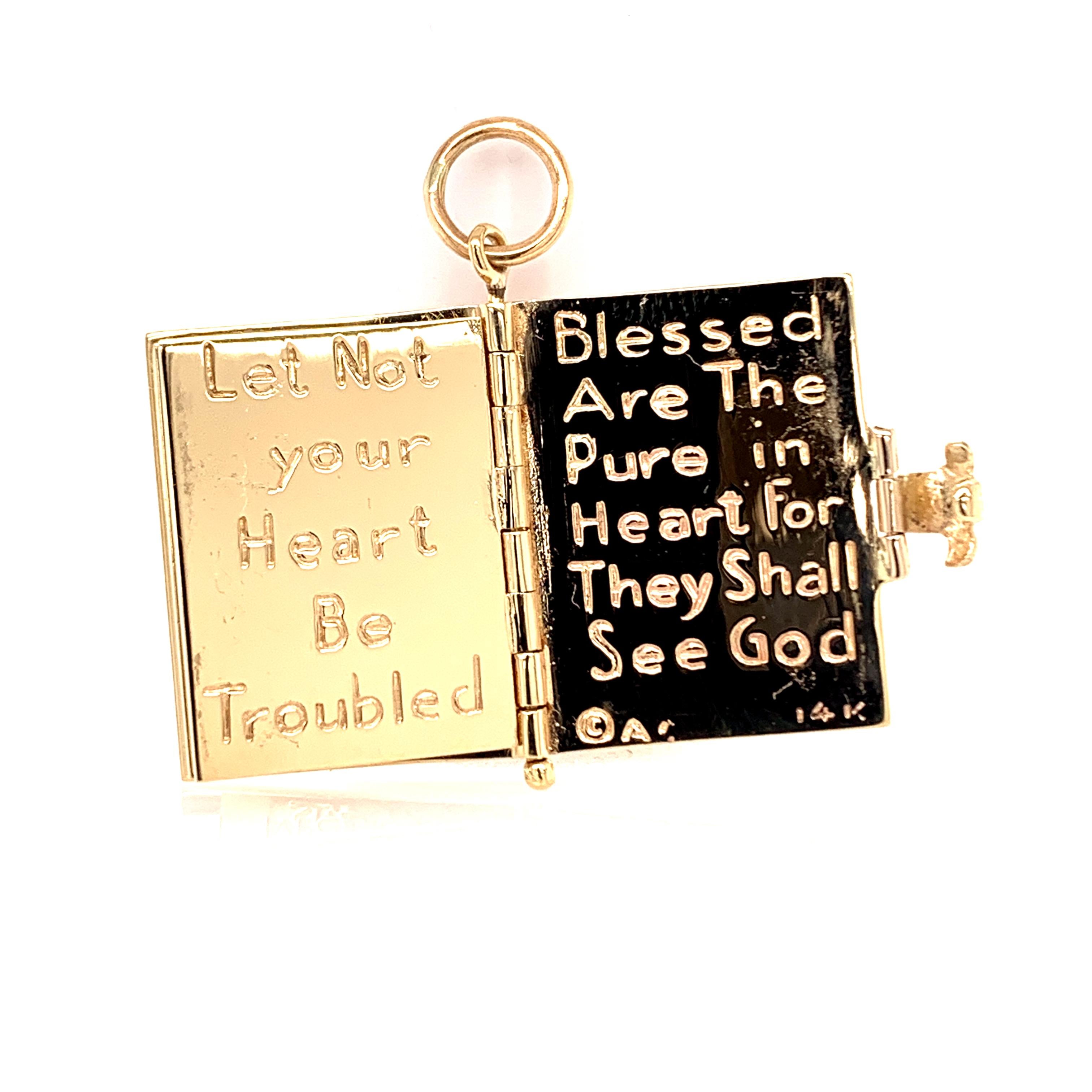 Women's or Men's Gold Bible Charm with Verses