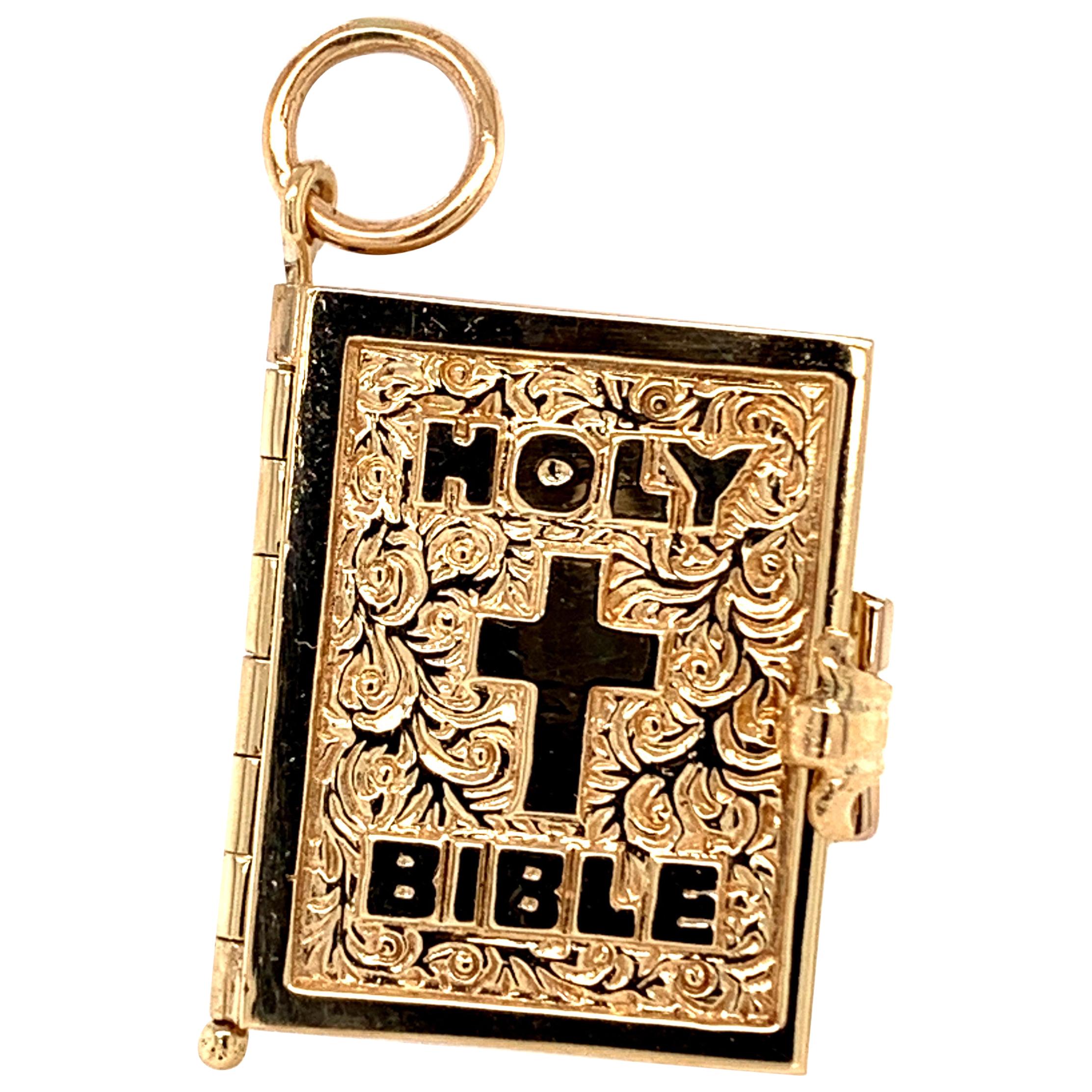 Gold Bible Charm with Verses