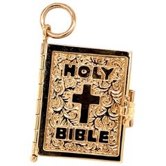 Gold Bible Charm with Verses