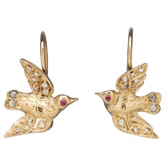 Gold Bird Diamond Earrings