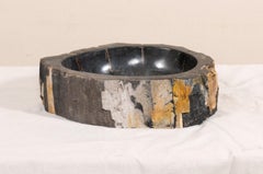 Gold, Black and Grey Polished Petrified Wood Sink