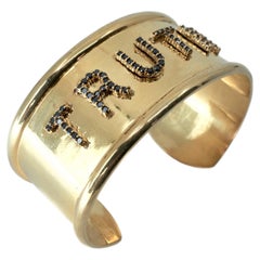 Gold Black Diamond Truth Cuff Bracelet Pave Word Open Bangle J Dauphin