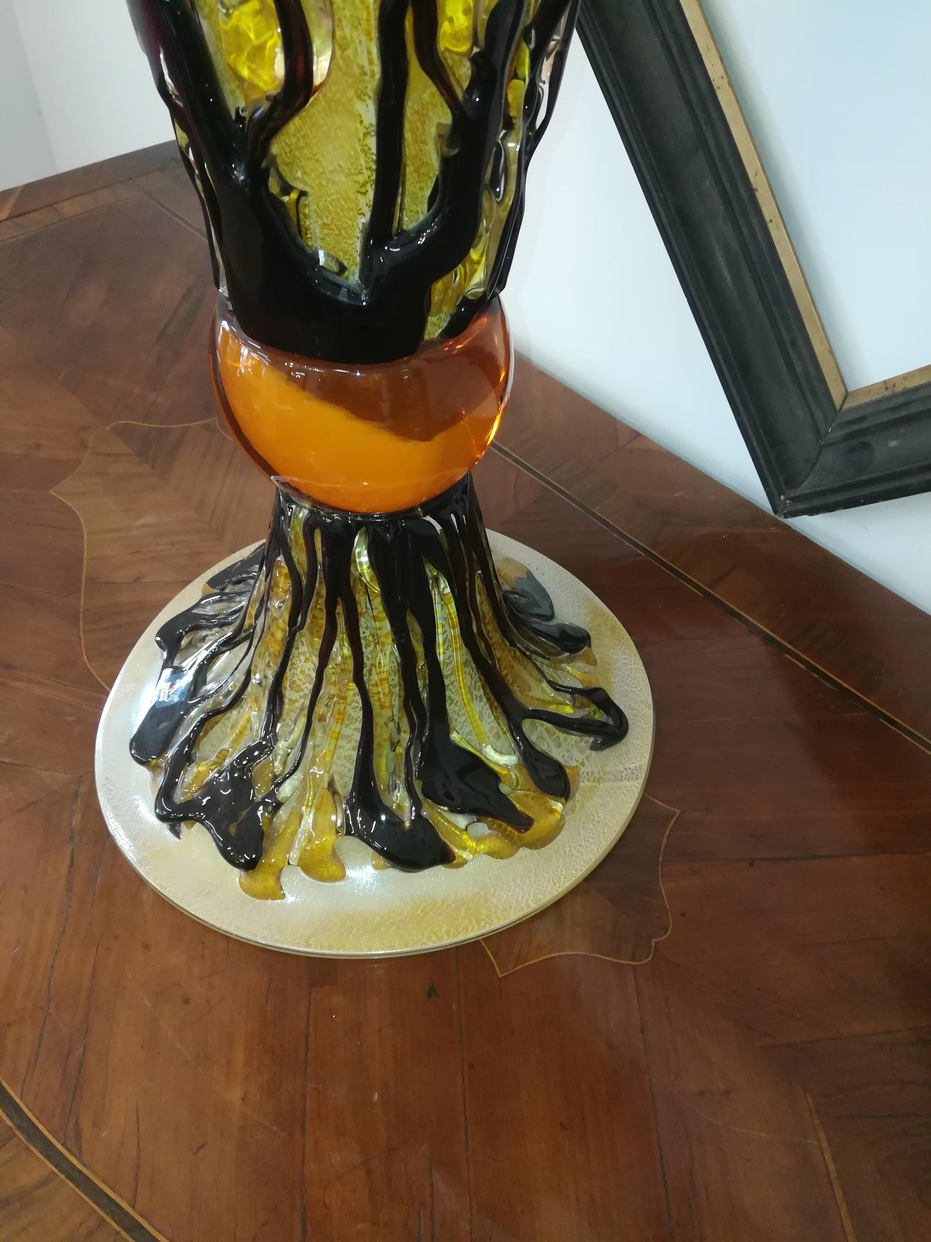 Gold Black Modern Italian Glass Blown Coup For Sale 1